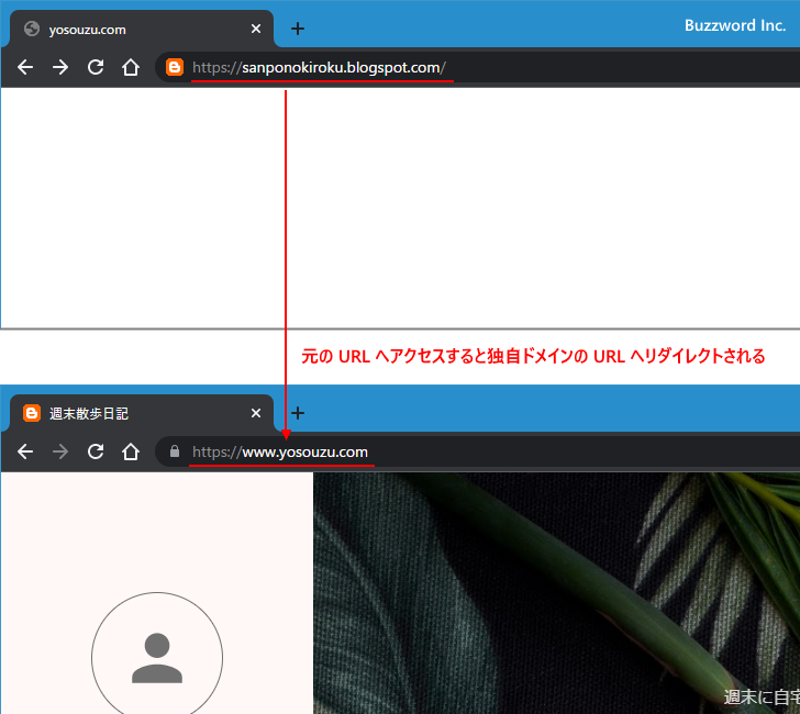 元のURLから独自ドメインのURLへのリダイレクト(1)