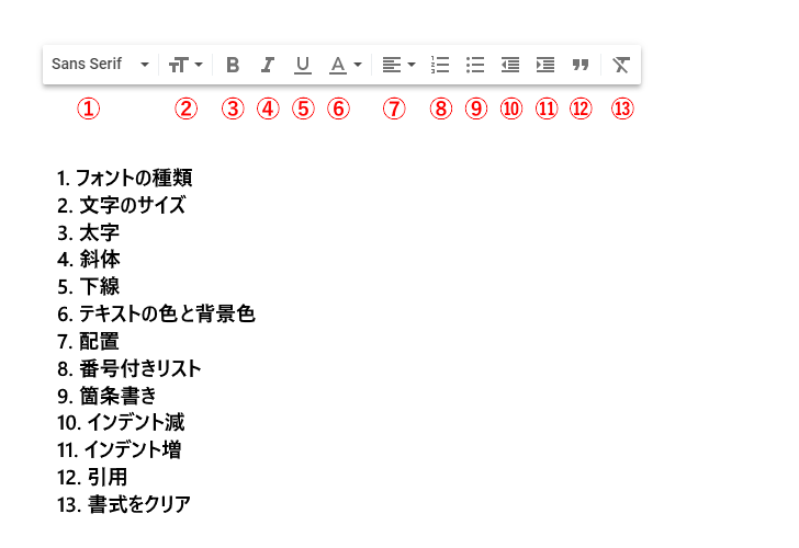 Gmail メールの本文に入力したテキストに文字色やフォントの変更などの書式設定を行う