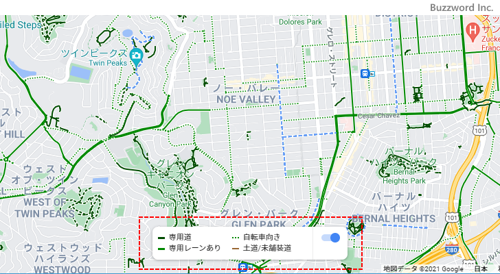 自転車での移動に適しているかどうかを表示する(5)