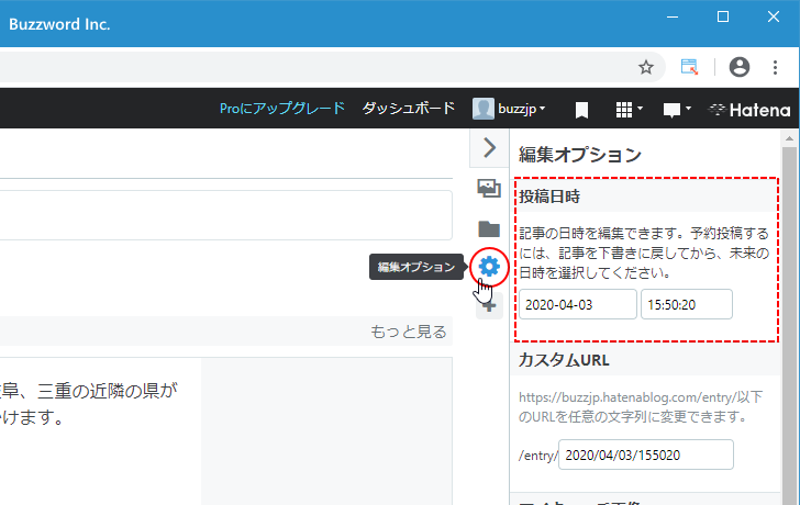 投稿済みの記事の投稿日時を変更する(5)