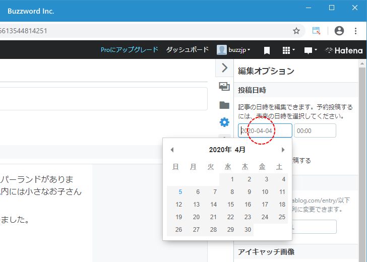 新しい記事の投稿日時を設定する(5)