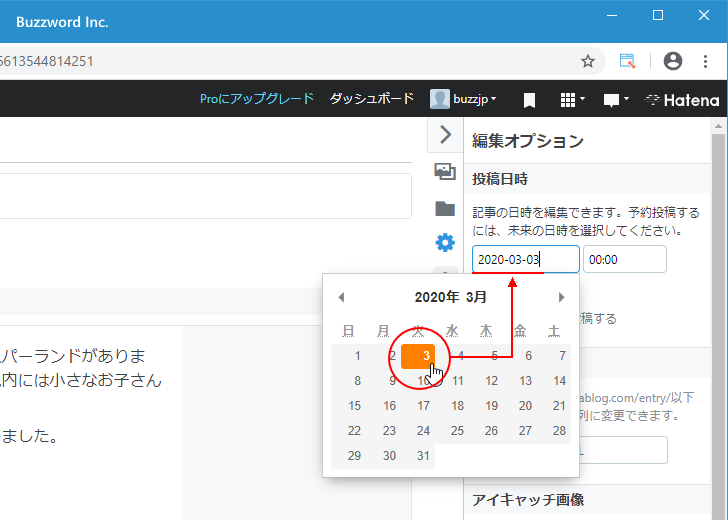 新しい記事の投稿日時を設定する(6)