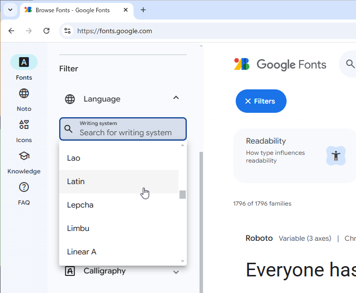 目的のフォントを探す(フィルターを使って条件に合うフォントを探す)(5)