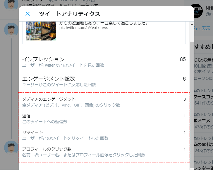 ツイート毎のインプレッションとエンゲージメントを確認する(5)