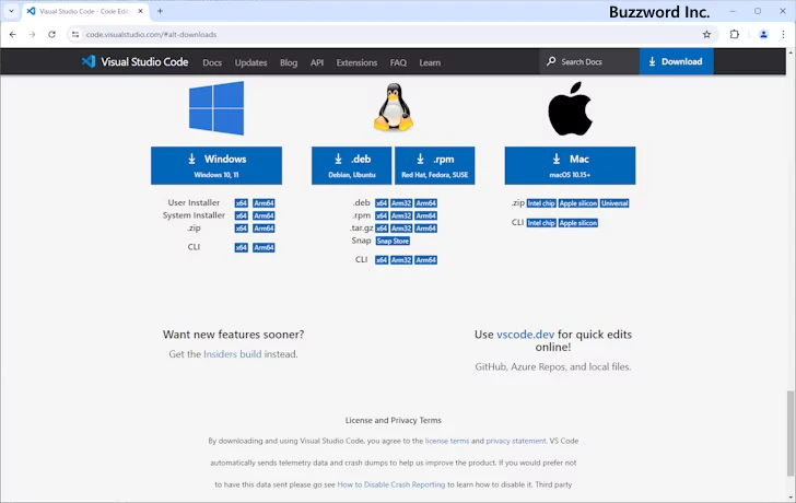 Visual Studio Codeをダウンロードする(3)