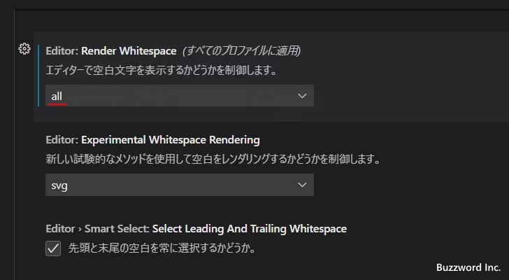 空白文字の表示に関する設定(13)