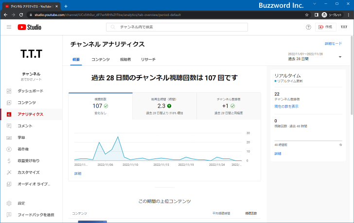 アナリティクスの画面を表示する(4)