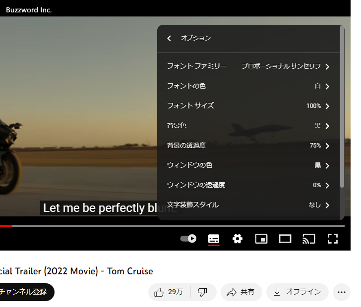 字幕の背景色やフォントなどのオプションを設定する(4)